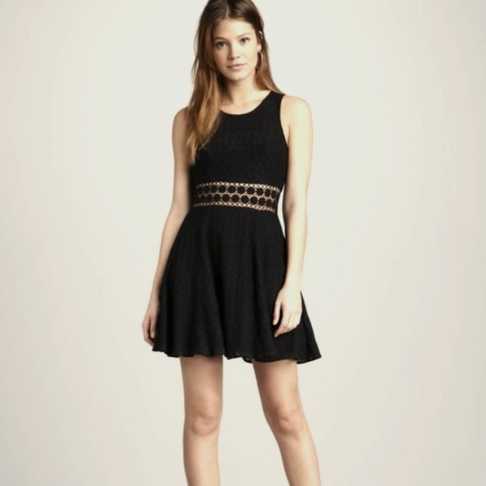 Free People Daisy Cut Out Dress, Fit Flare, Black